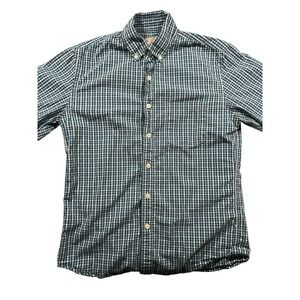 Vintage J. Crew Men's Button-Down Shirt Blue & White Plaid Small